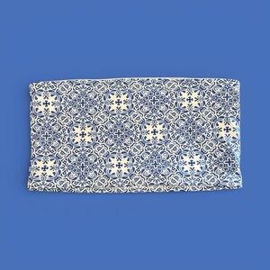 Express Blue and White Floral & Cross Design Tube Top Crop Top Strapless Blouse